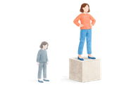 Illustration of a person standing confidently on a platform, representing building self-confidence and clarity through therapy in Ramsey NJ and Bergen County